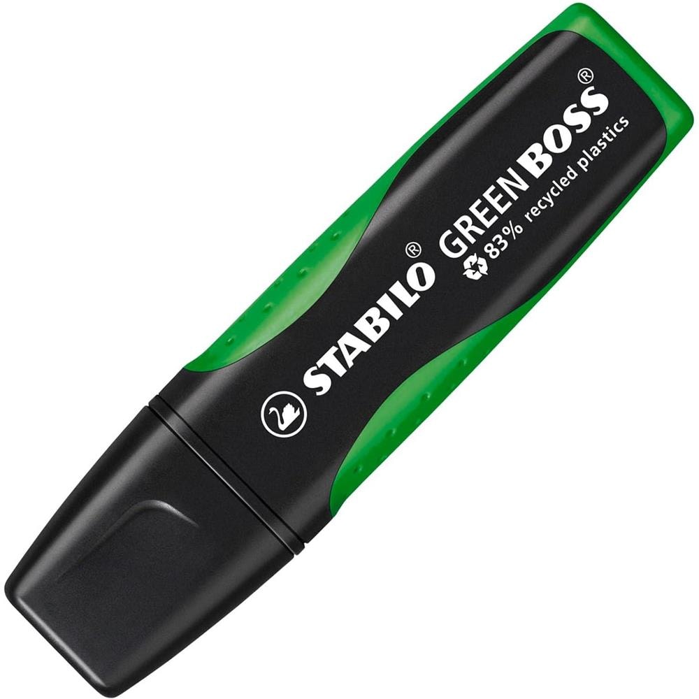GREEN BOSS - Evidenziatore Ecosostenibile - 83% Plastica Riciclata - Confezione da 10 - Verde - Foto 2