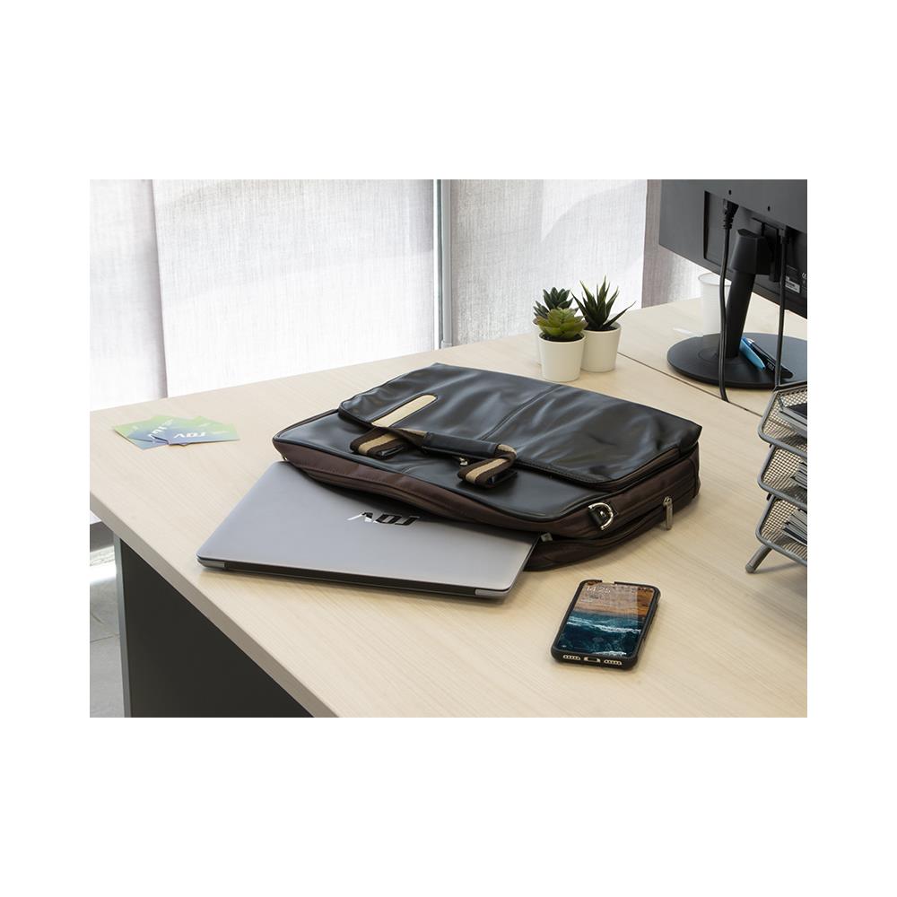 Borsa Notebook BS290 15.6? Vintage Bag in Ecopelle con Tasca Posteriore per Trolley Colore Marrone - Foto 9