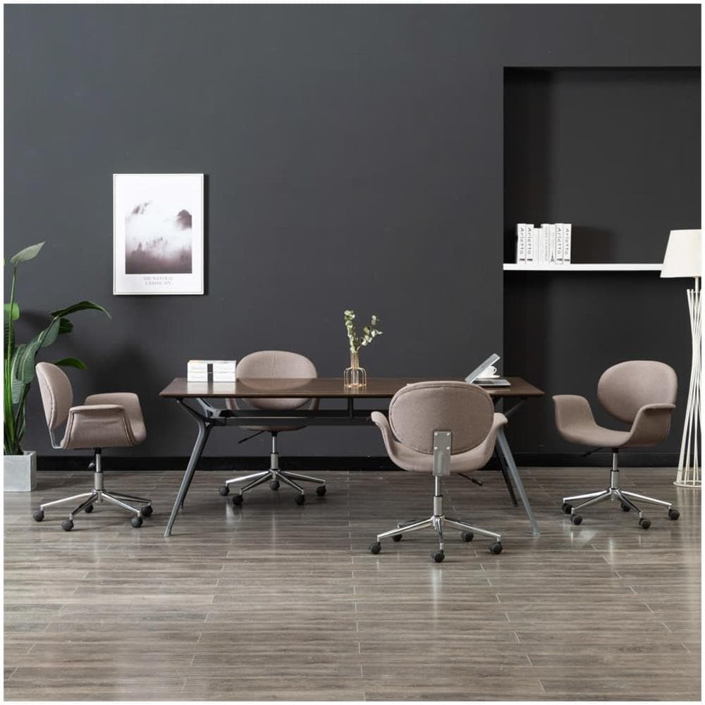 Sedie Da Pranzo Girevoli 4 Pz Grigio Talpa In Tessuto - Foto 1