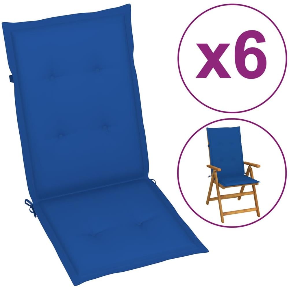 Cuscini per Sedie da Giardino 6 pz Blu Reale 120x50x4 cm - Foto 1