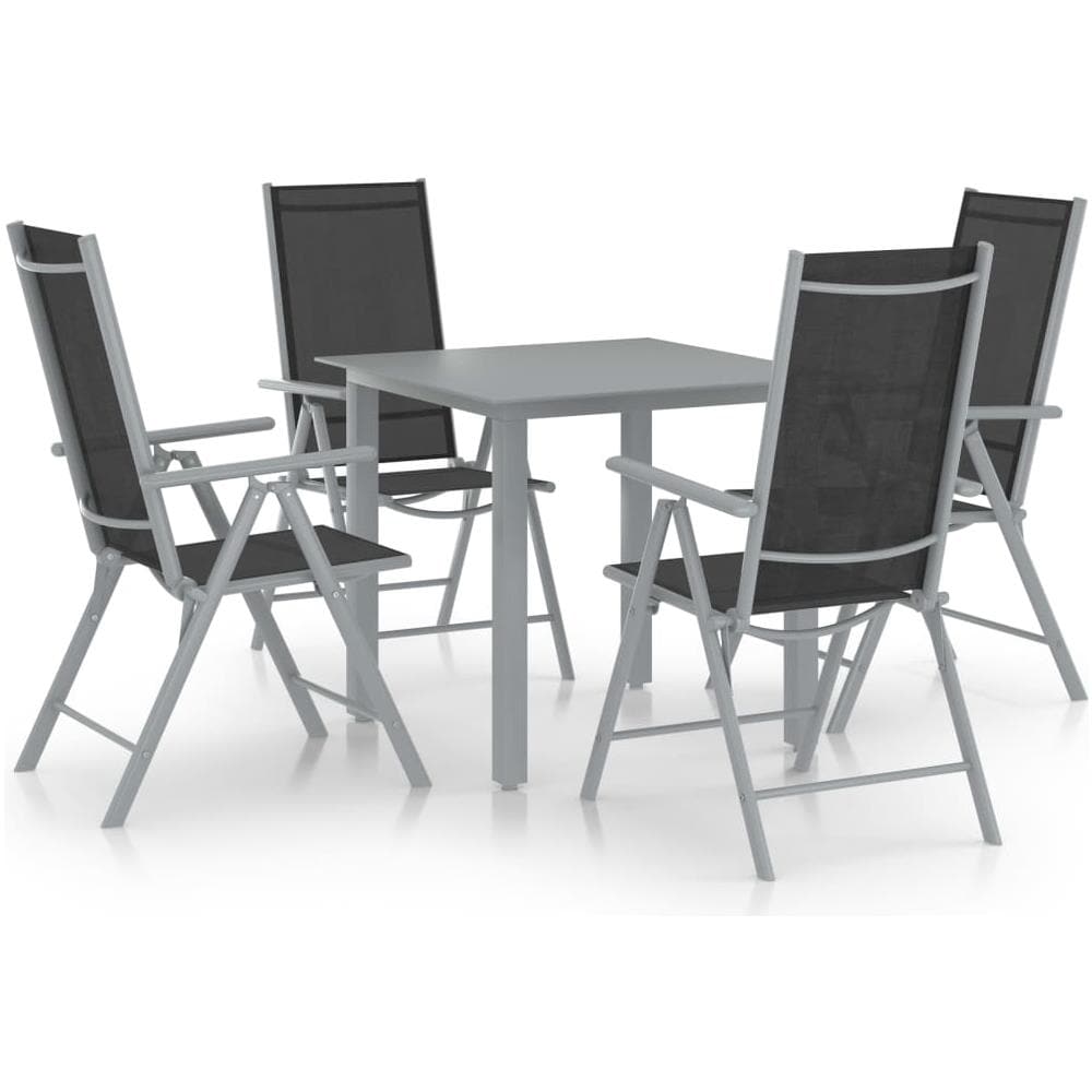 Set Mobili da Pranzo per Giardino 5 pz Alluminio Argento e Nero - Foto 1