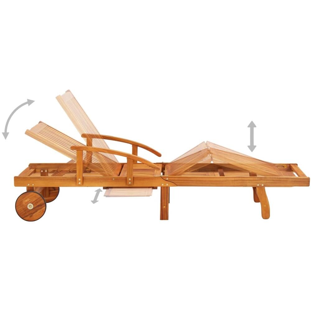 Sdraio da Giardino con Tavolino e Cuscino in Massello di Acacia - Foto 2