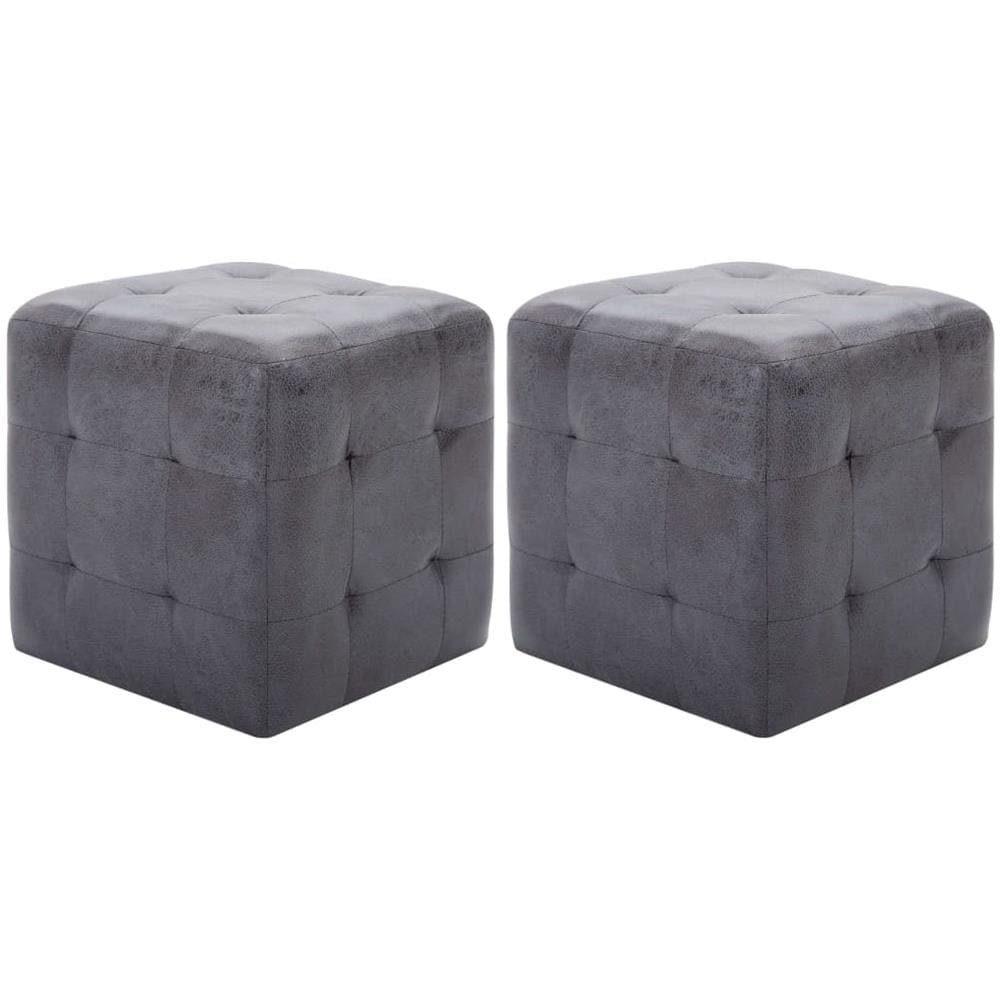 Pouf 2 pz Grigio 30x30x30 cm in Similpelle Scamosciata - Foto 1
