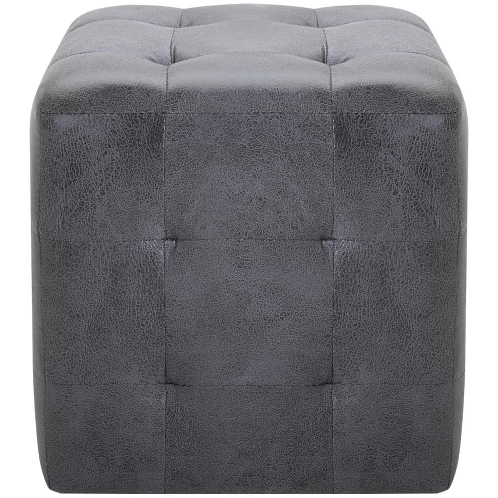 Pouf 2 pz Grigio 30x30x30 cm in Similpelle Scamosciata - Foto 2