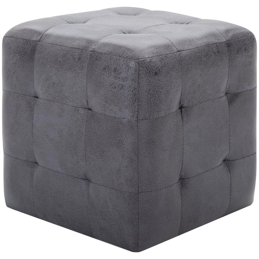 Pouf 2 pz Grigio 30x30x30 cm in Similpelle Scamosciata - Foto 3