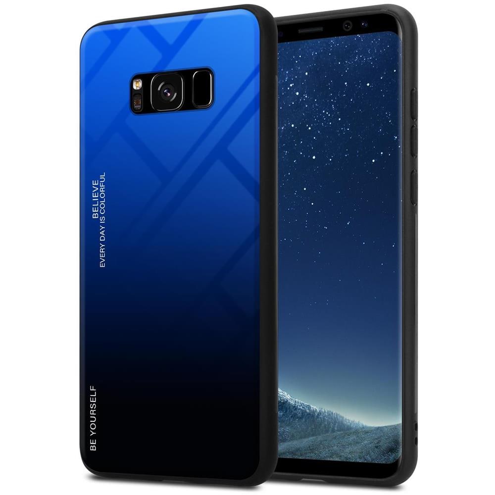 Custodia Compatibile Con Samsung Galaxy S8 In Blu - Nero - Coperchio Protettivo Bicolore In Vetro Temperato E Silicone Tpu - Foto 1