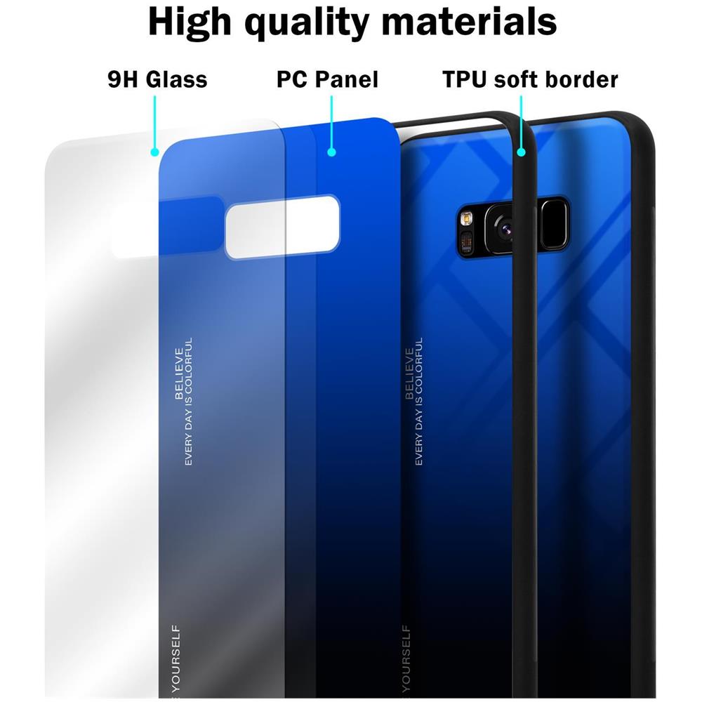 Custodia Compatibile Con Samsung Galaxy S8 In Blu - Nero - Coperchio Protettivo Bicolore In Vetro Temperato E Silicone Tpu - Foto 7