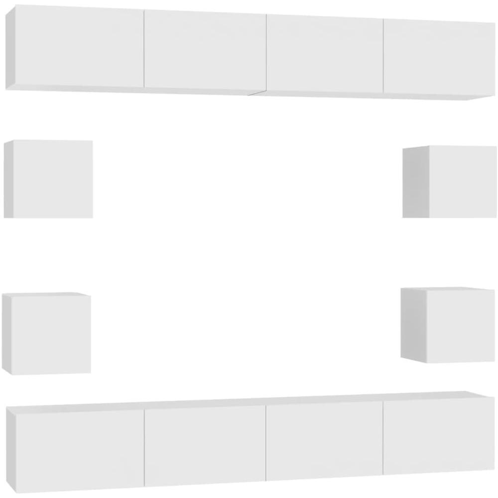 Set Mobili Porta TV 8 pz Bianco in Legno Multistrato - Foto 2