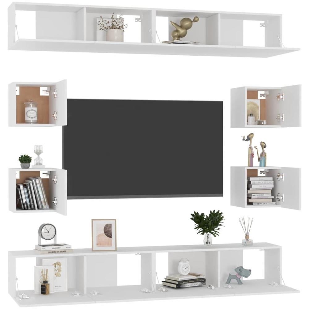 Set Mobili Porta TV 8 pz Bianco in Legno Multistrato - Foto 3