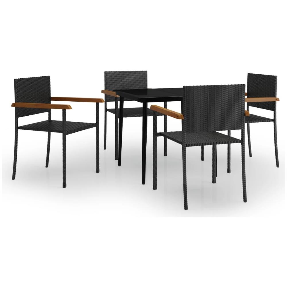 Set Mobili Da Pranzo Per Giardino 5 Pz Nero - Foto 2