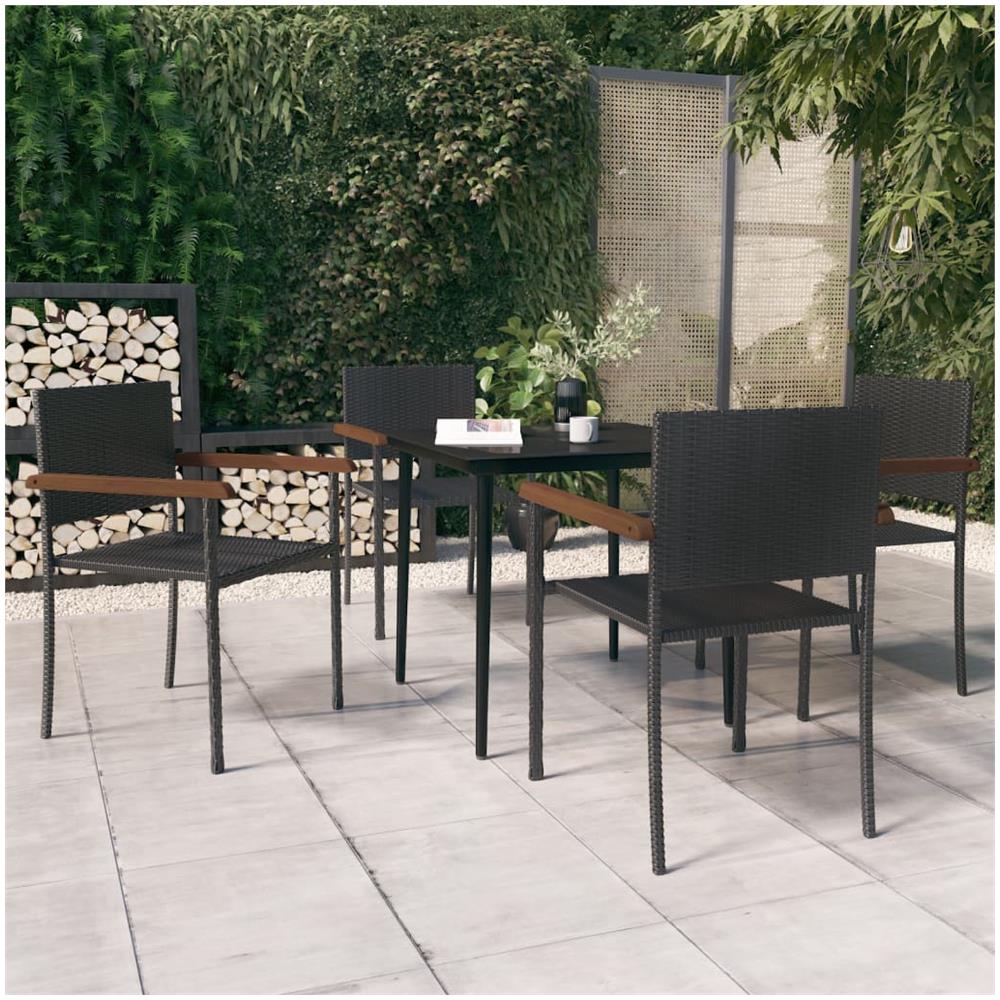 Set Mobili Da Pranzo Per Giardino 5 Pz Nero - Foto 1