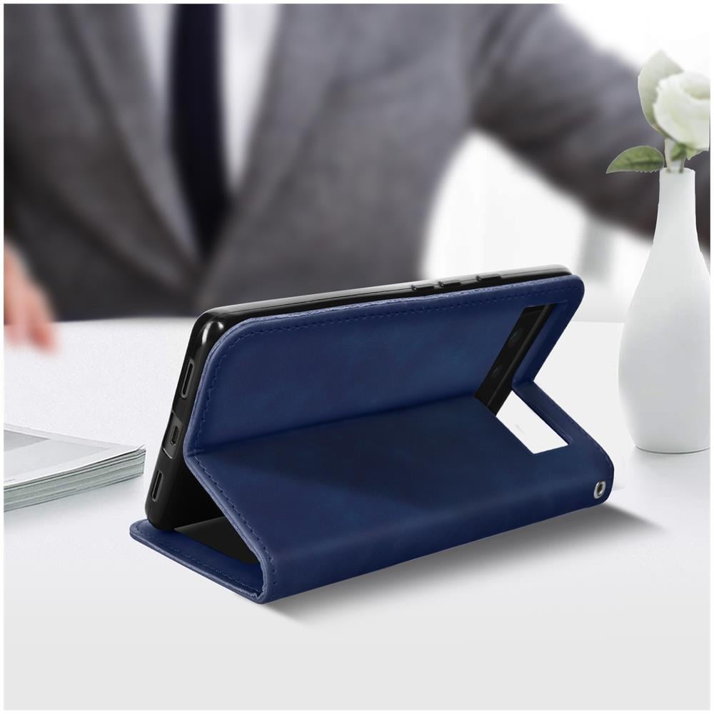 Custodia Portafoglio Google Pixel 6a Soft-touch Copertina Magnetica Blu - Foto 2