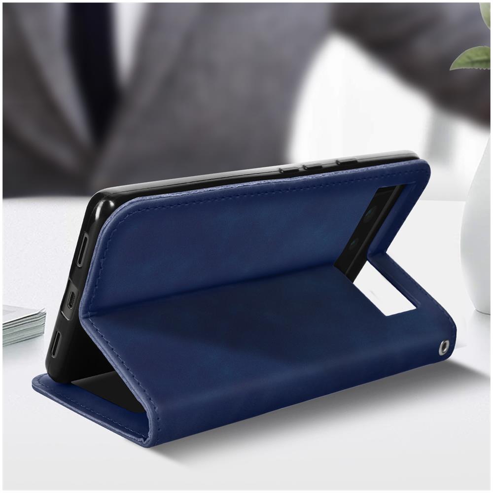 Custodia Portafoglio Google Pixel 6a Soft-touch Copertina Magnetica Blu - Foto 7