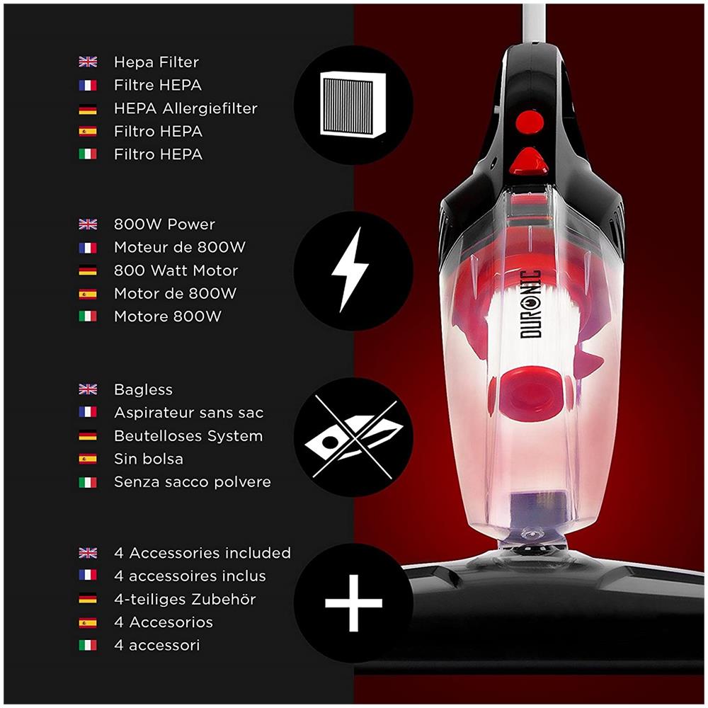Vc8 Bk Scopa Elettrica 800w - Aspirapolvere E Aspirabriciole Senza Sacco Con Filtro Hepa - Accessori Inclusi - Ideale Per Ufficio E Casa - Foto 6