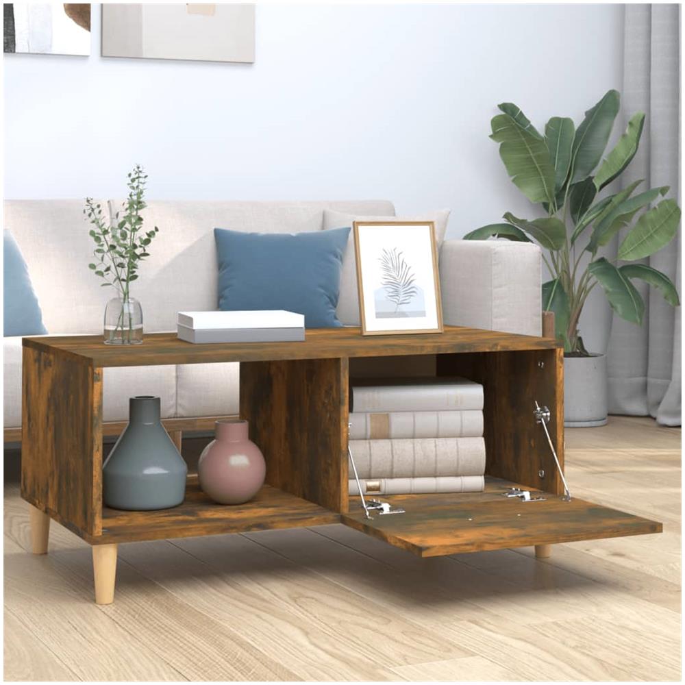 Tavolino Da Salotto Rovere Fumo 89,5x50x40 Cm Legno Multistrato - Foto 3