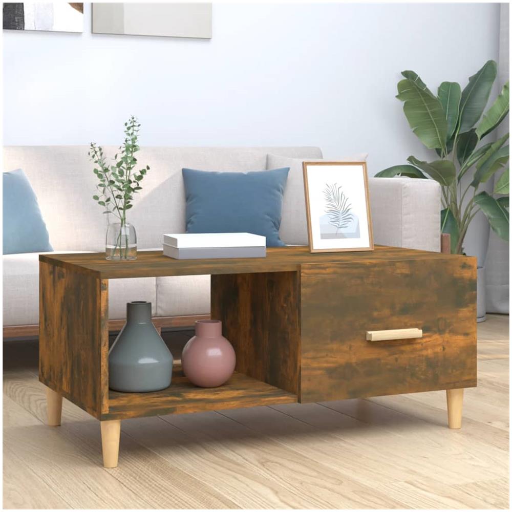 Tavolino Da Salotto Rovere Fumo 89,5x50x40 Cm Legno Multistrato - Foto 1