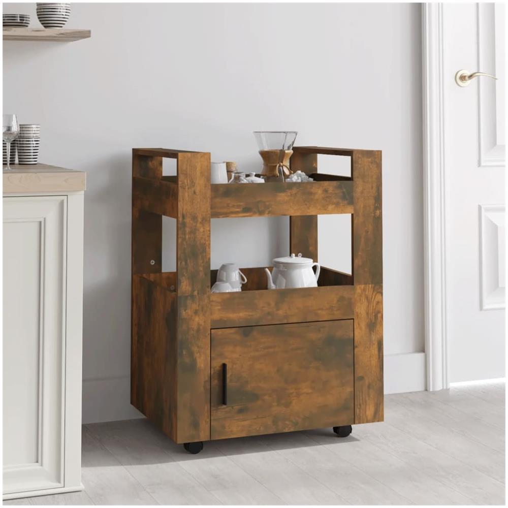 Carrello Da Cucina Rovere Fumo 60x45x80 Cm Legno Multistrato - Foto 1