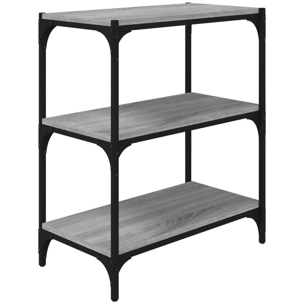 Libreria Grigio Sonoma 60x33x70,5cm Legno Multistrato E Acciaio - Foto 2