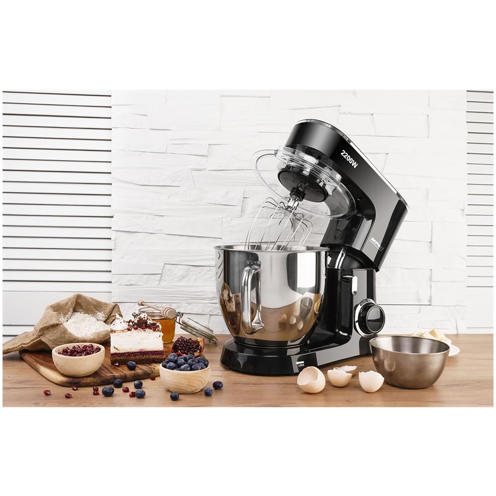 Impastatrice Professionale MRK-19B per Pasticceria con Capacità 6,5 litri 6 Velocità Bilancia da Cucina Potenza 2200 W Colore Nero / Inox - Foto 2