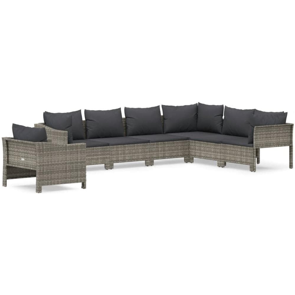 Set Divani da Giardino 7 pz con Cuscini in Polyrattan Grigio - Foto 2