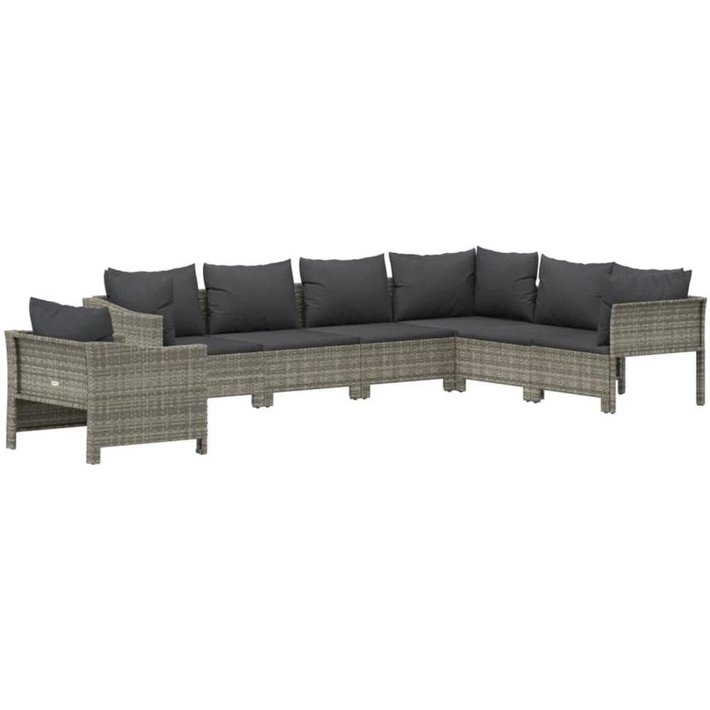 Set Divani da Giardino 7 pz con Cuscini in Polyrattan Grigio - Foto 3