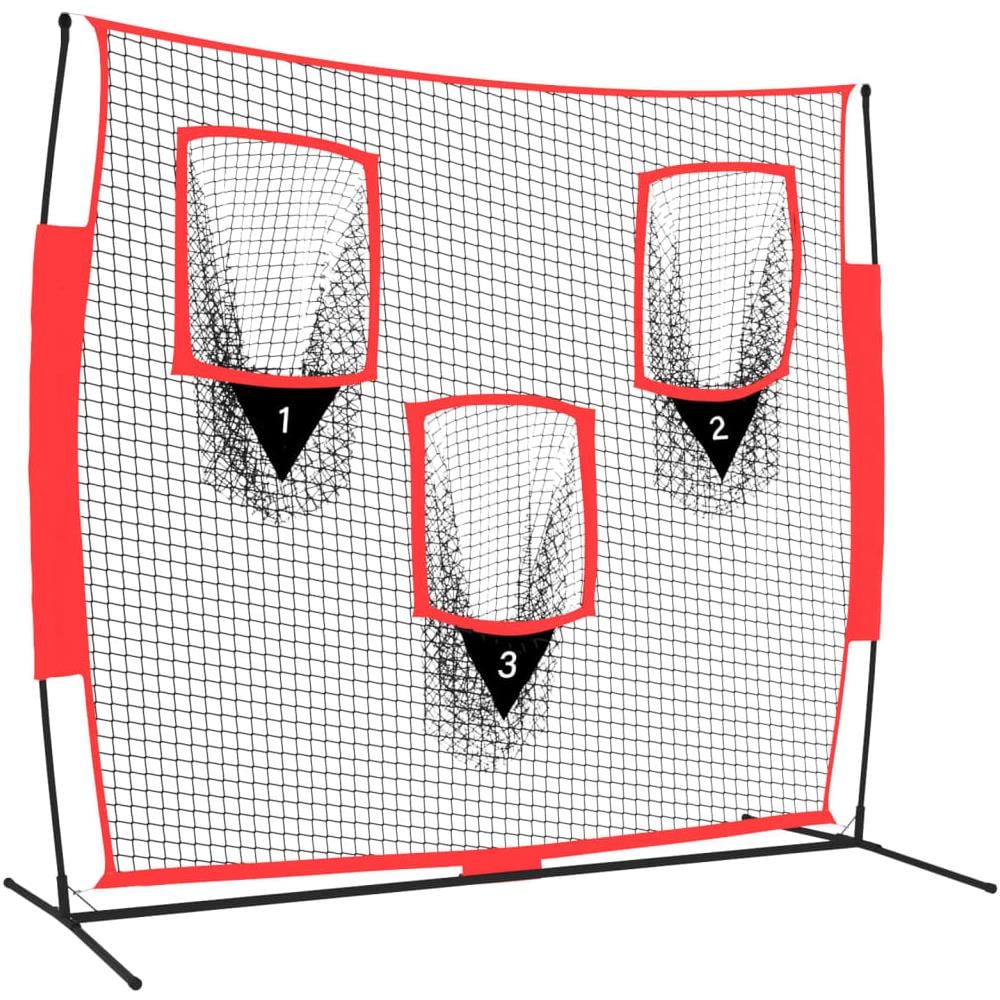 Rete Baseball Portatile Nera E Rossa 183x105x183 Cm Poliestere - Foto 1