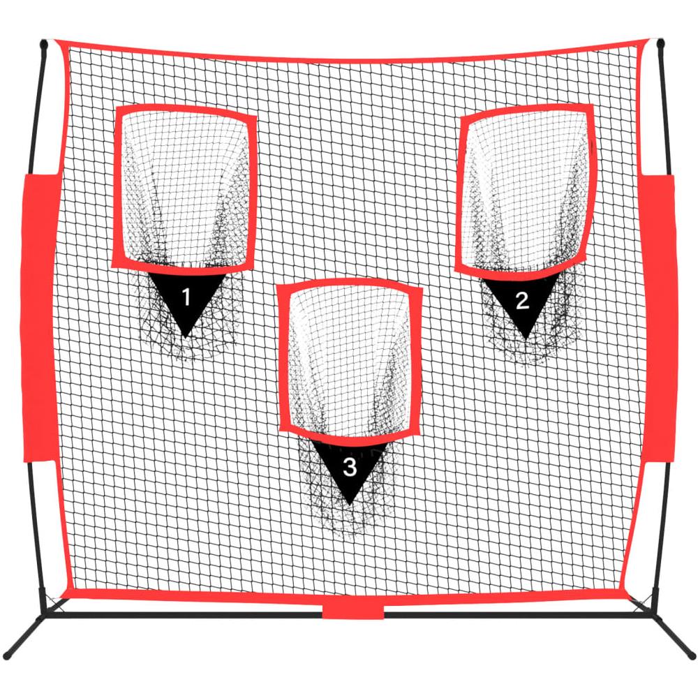 Rete Baseball Portatile Nera E Rossa 183x105x183 Cm Poliestere - Foto 3