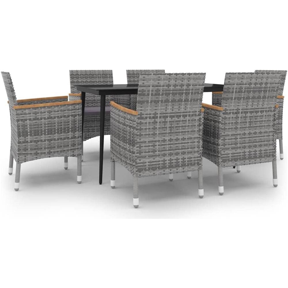 Set Da Pranzo Per Giardino 7 Pz Con Cuscini Polyrattan E Vetro - Foto 2