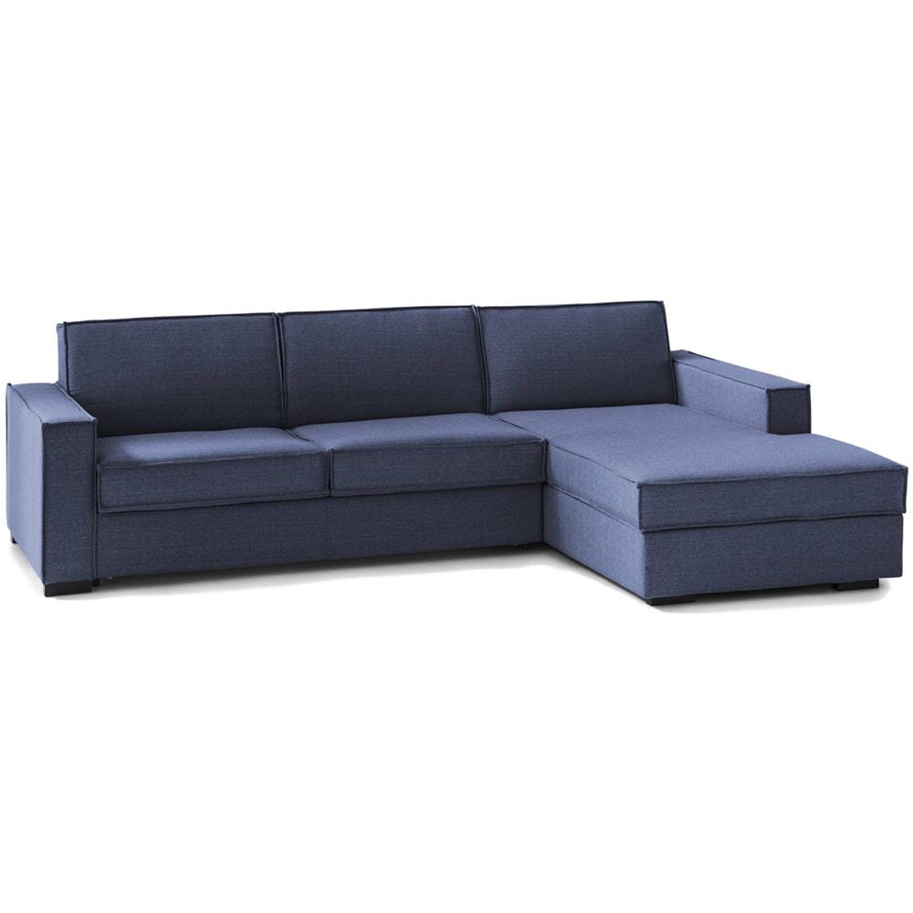 Divano Letto Adela, Divano Ad Angolo, 100% Made In Italy, Sofà Con Apertura Girevole, Penisola Contenitore Destra, Con Braccioli Standard, Cm 280x95h90, Blu - Foto 2
