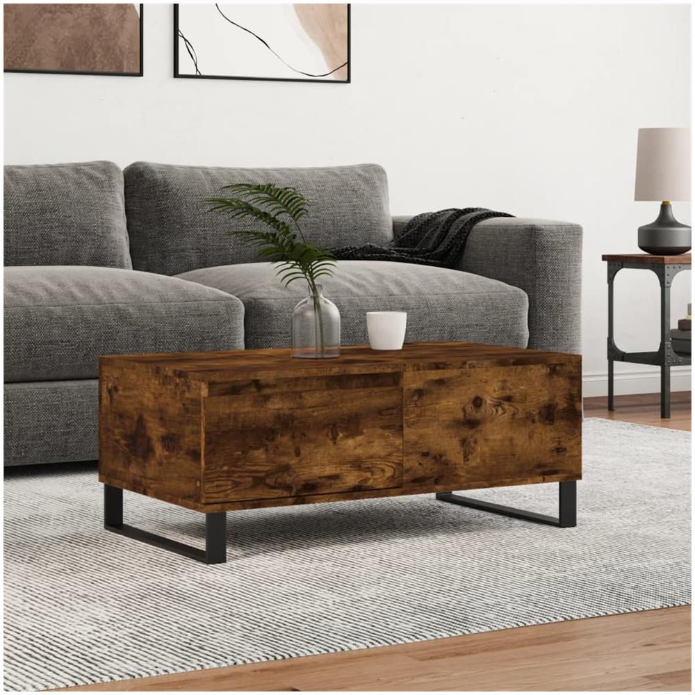 Tavolino Da Salotto Rovere Fumo 90x50x36,5 Cm Legno Multistrato - Foto 1