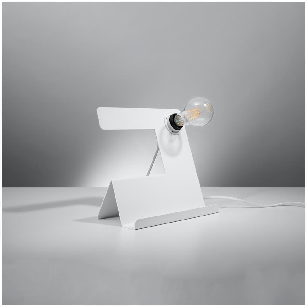 Lampada Da Tavolo Incline Bianco Sl. 0668 - Industriale Lampade Da Scrivania Bianco 24x25x13 Cm - Foto 2