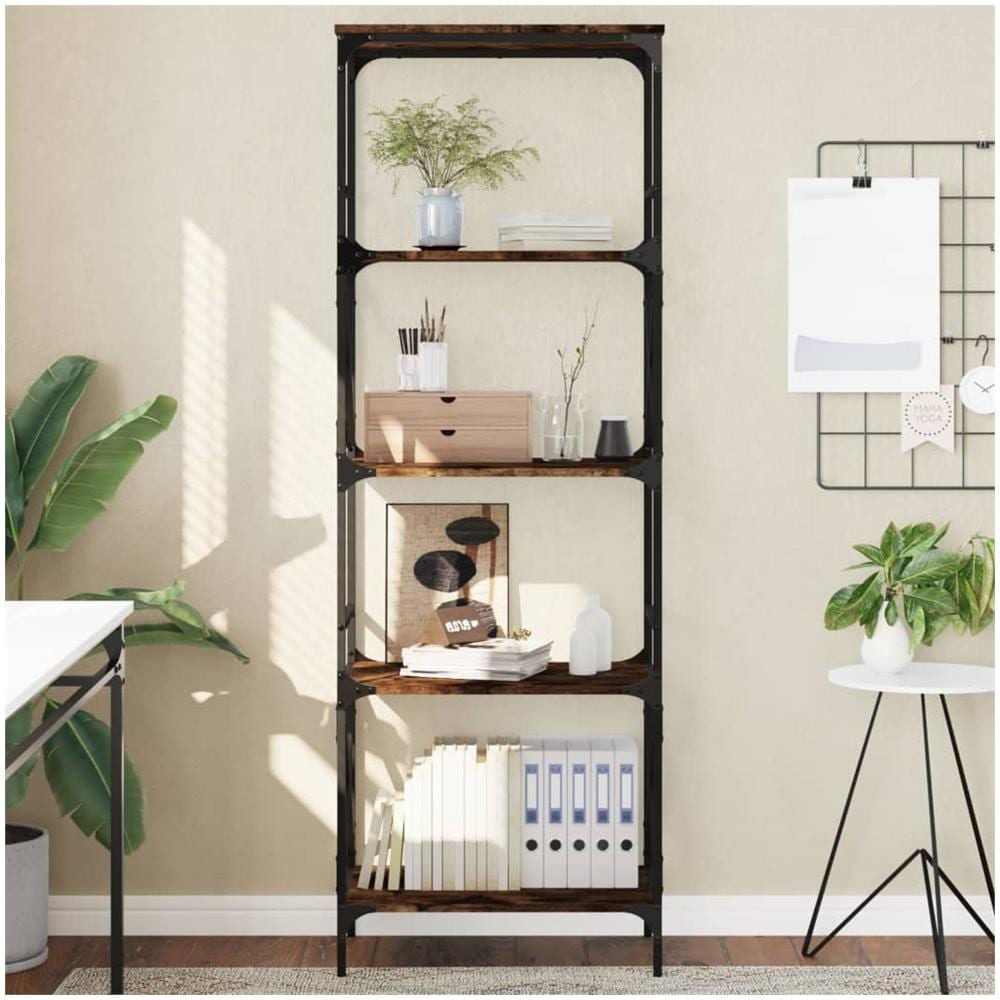 Libreria Rovere Fumo 5 Ripiani 59x35x171 Cm Legno Multistrato - Foto 1