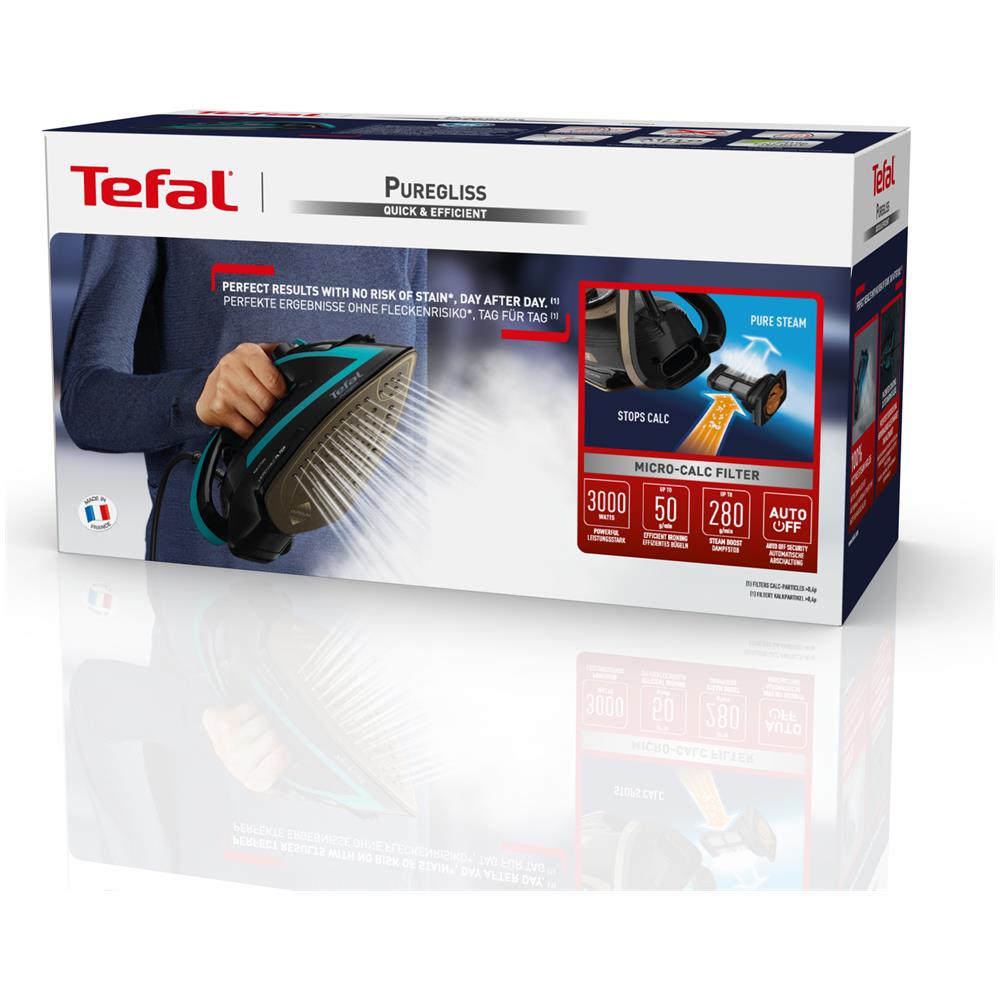 Puregliss FV8066 Ferro da stiro a secco e a vapore Durilium AirGlide Autoclean soleplate 3000 W Nero, Blu - Foto 16