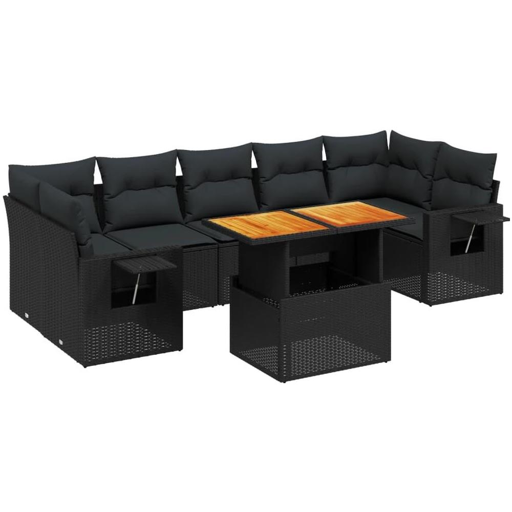 Set Divani da Giardino con Cuscini 8 pz Nero in Polyrattan - Foto 1