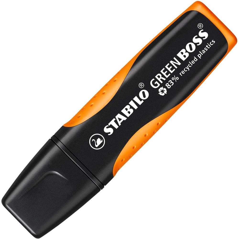 GREEN BOSS - Evidenziatore Ecosostenibile - 83% Plastica Riciclata - Confezione da 10 - Arancio - Foto 2