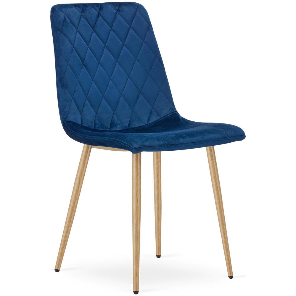 Sedia TURIN - Velluto blu navy con gambe in legno x 4 - Foto 2