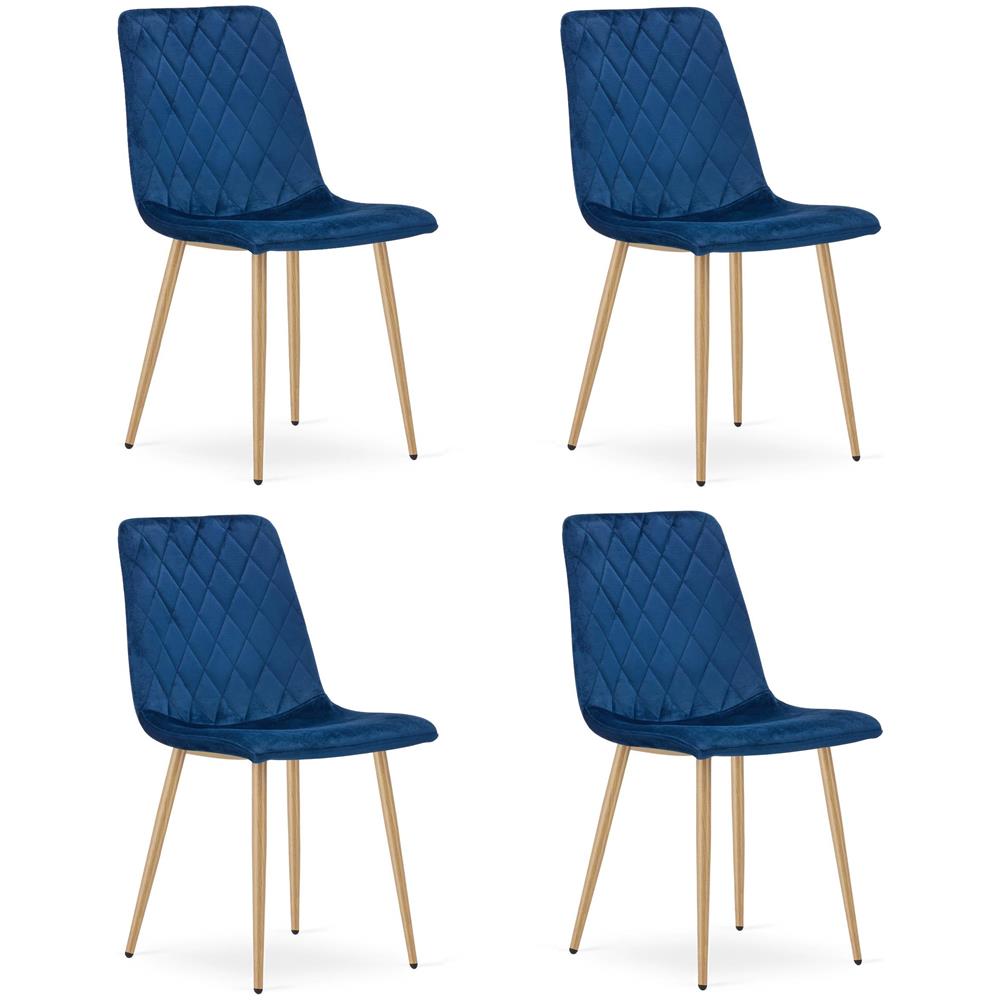 Sedia TURIN - Velluto blu navy con gambe in legno x 4 - Foto 1