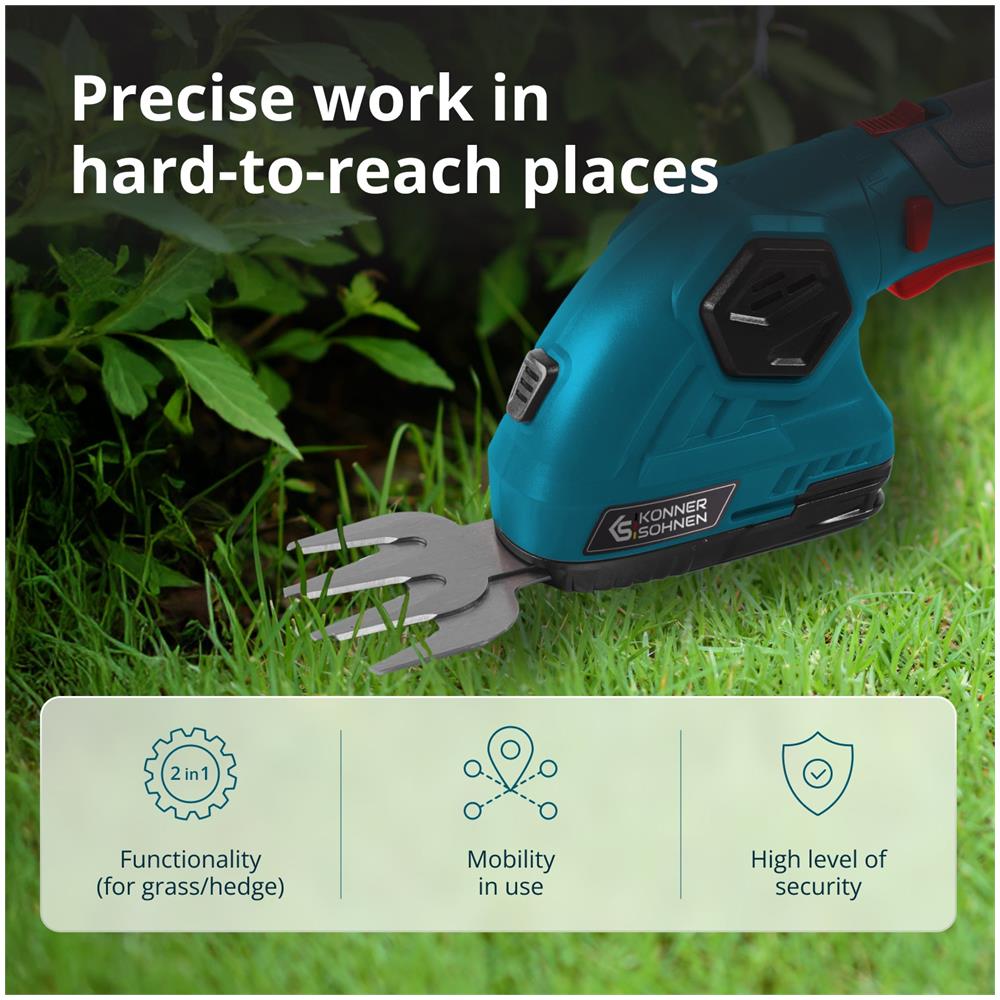 Tagliasiepi E Forbici Per Erba Senza Fili 2 In 1 Ks Sht-8v Tensione Nominale, V 8 Capacità Della Batteria 2000 Mah - Foto 2