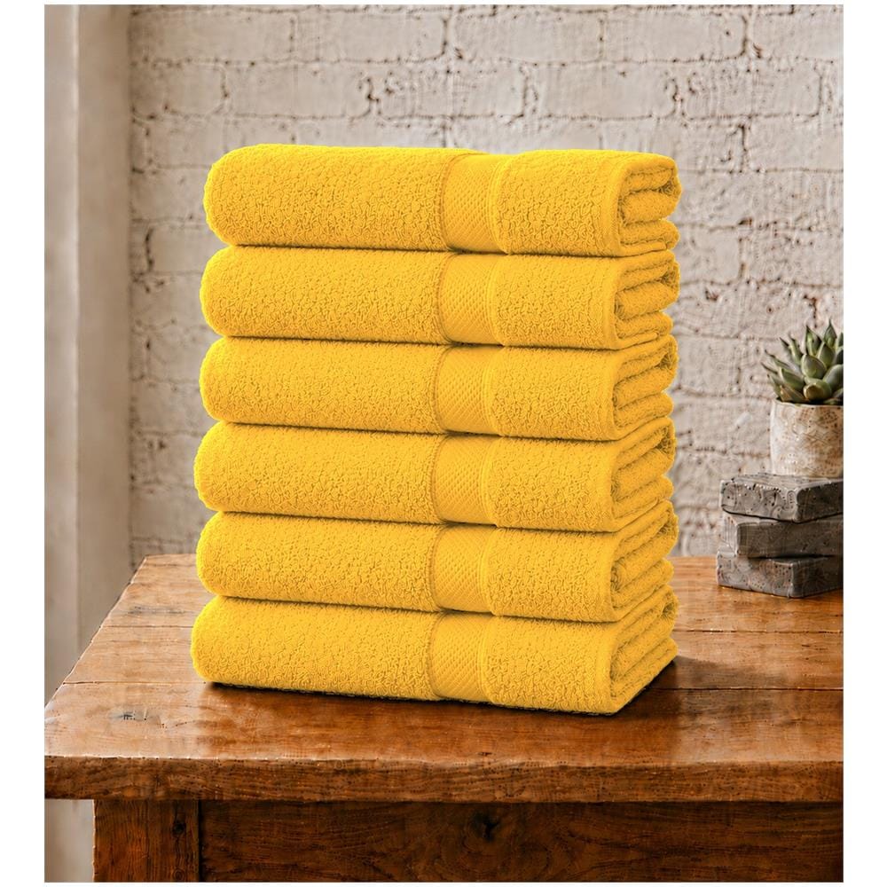 Set 6 Asciugamani Viso 55x100 cm - Eleganza e Comfort per il Tuo Bagno - CITRUS /GIALLO SOLE - Foto 1