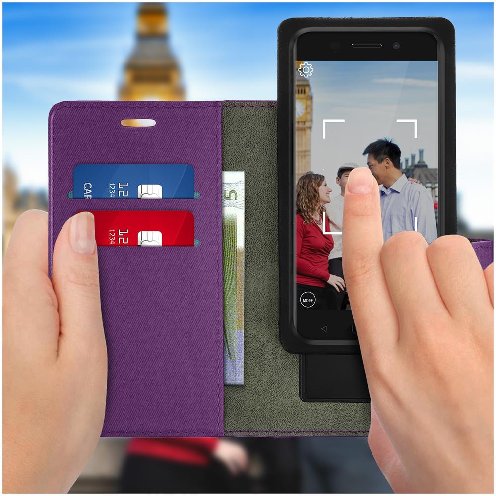 Custodia Smartphone 5,31 E 5,8 Pollici Portafoglio Cover Scorrevole - Viola - Foto 2