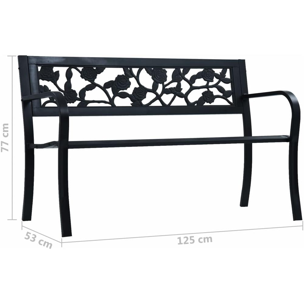 Panchina da Giardino 125 cm Nera in Acciaio - Foto 14