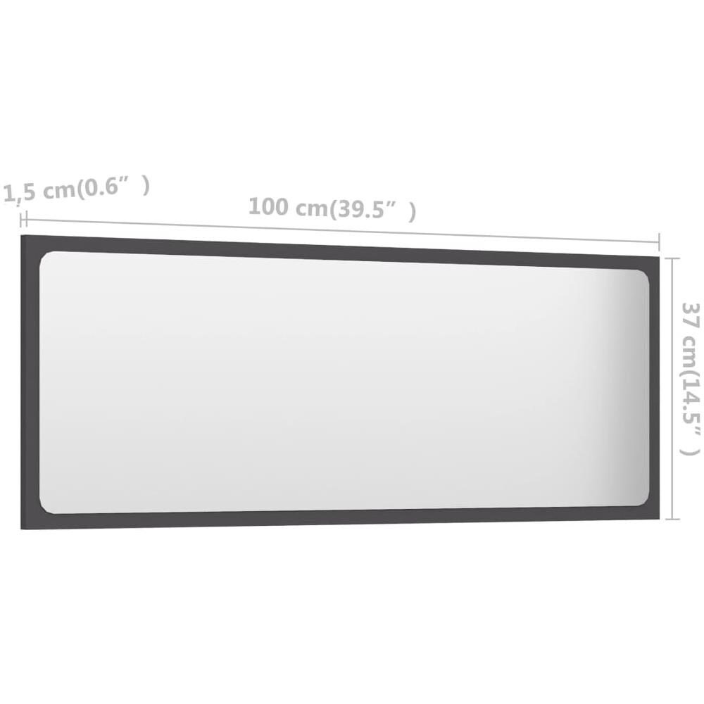 Specchio da Bagno Grigio 100x1,5x37 cm in Legno Multistrato - Foto 5