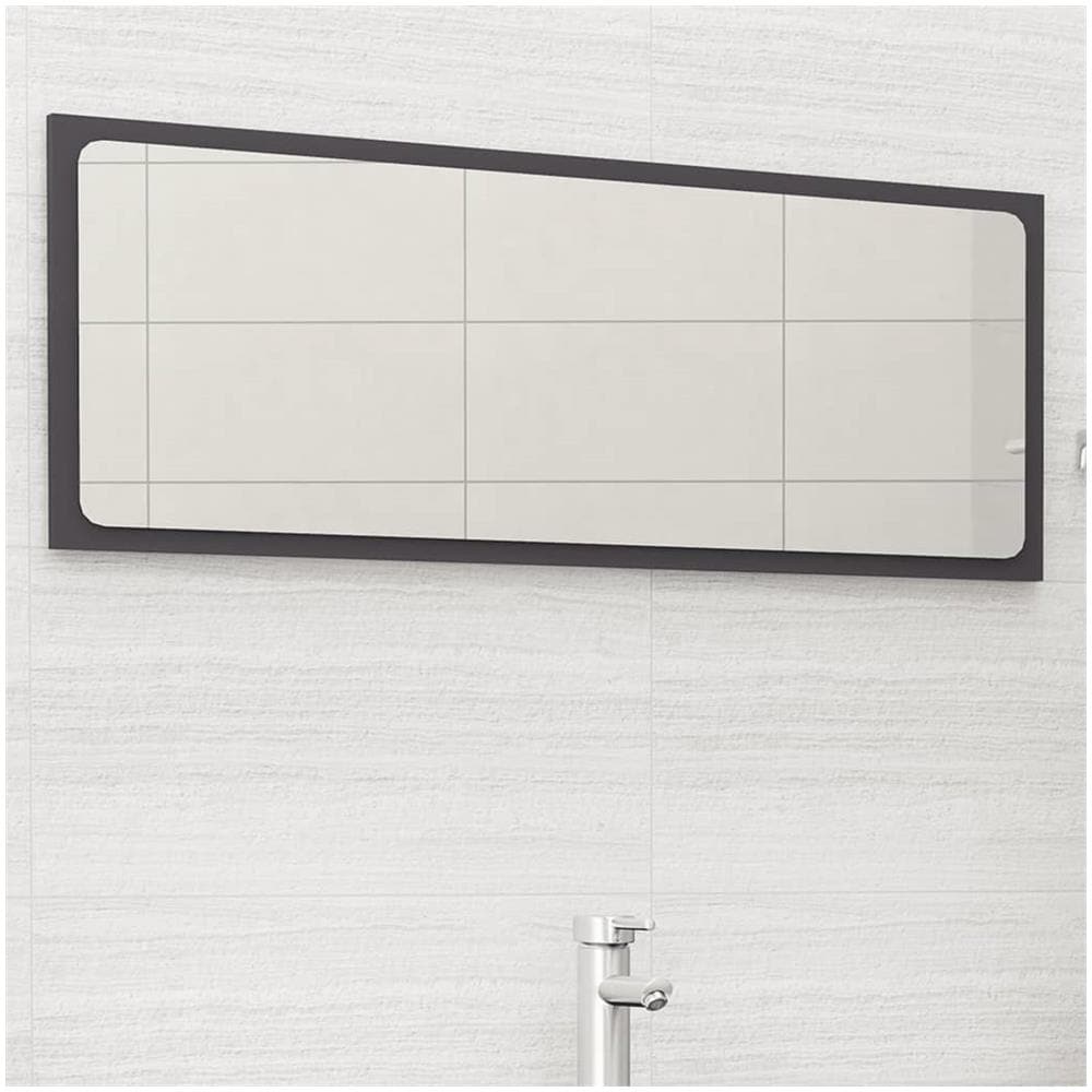 Specchio da Bagno Grigio 100x1,5x37 cm in Legno Multistrato - Foto 1