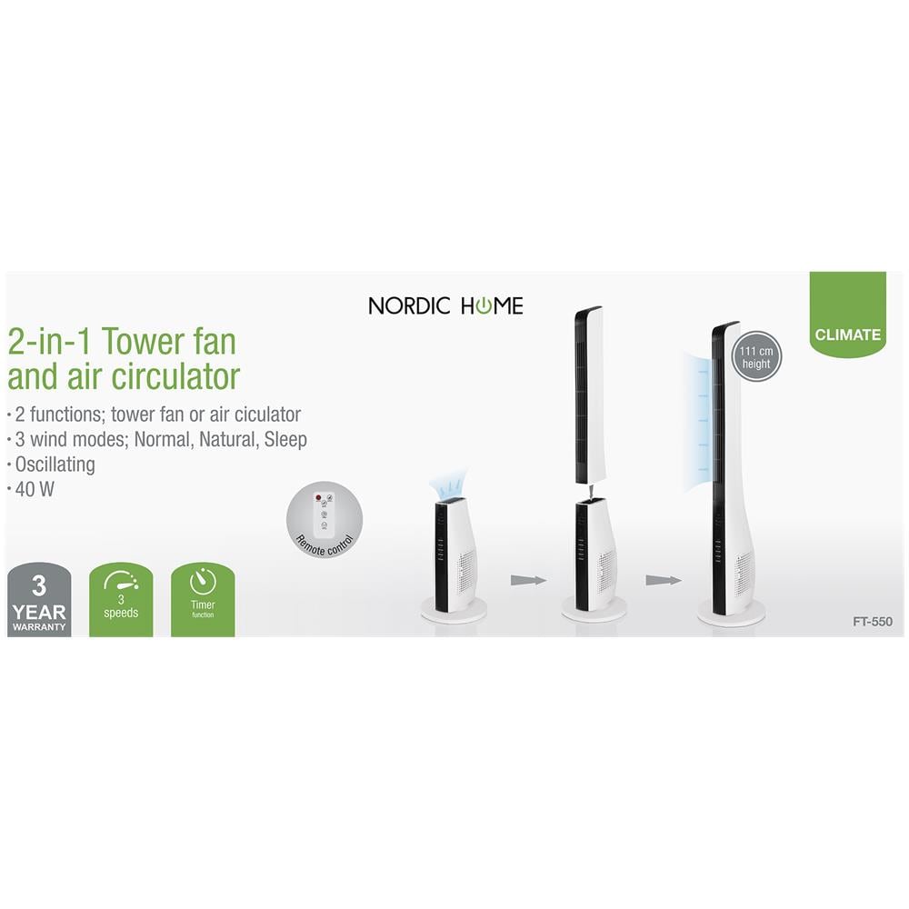 Ventilatore A Torre 2 In 1 E Circolatore D'aria, 3 Velocità, - Foto 12