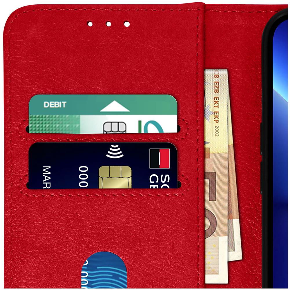 Custodia Per Iphone 13 Pro Con Portacarte E Funzione Supporto Rossa - Foto 2