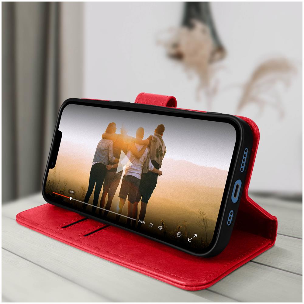 Custodia Per Iphone 13 Pro Con Portacarte E Funzione Supporto Rossa - Foto 5