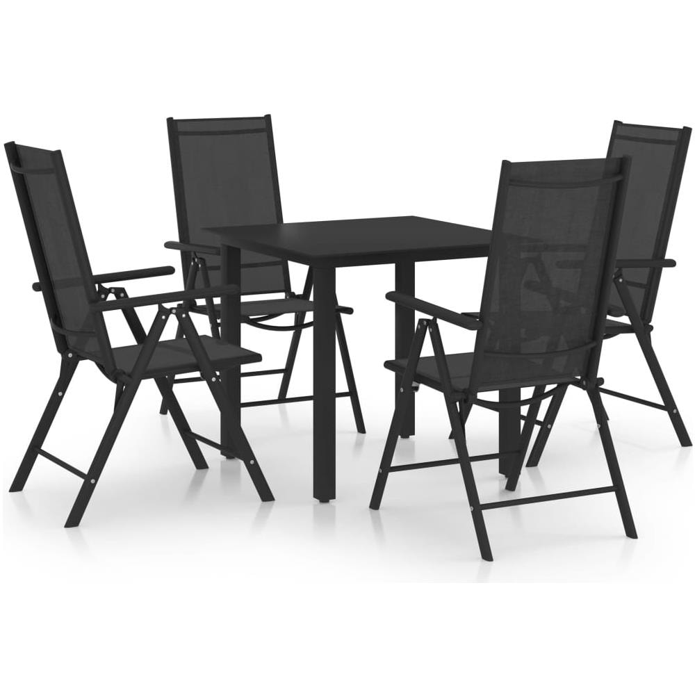 Set Mobili da Pranzo per Giardino 5 pz in Alluminio Nero - Foto 1