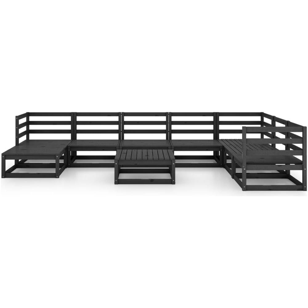 Set Divani da Giardino 9 pz Nero in Legno Massello di Pino - Foto 3