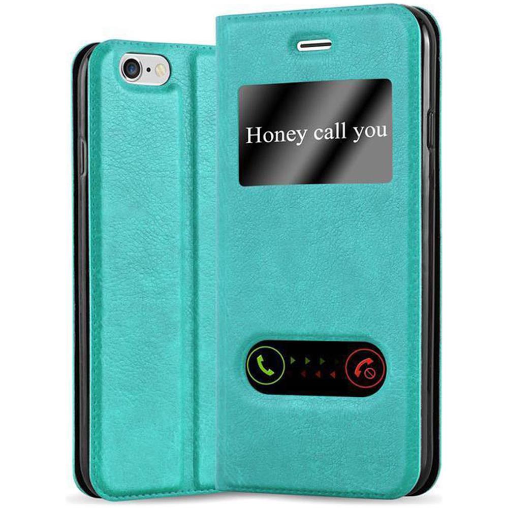 Custodia Compatibile Con Apple Iphone 6 Plus / Iphone 6s Plus In Turchese Menta - Coperchio Protettivo Con Chiusura Magnetica, Funzione Stand E 2 Finestre Di Visualizzazione - Foto 1