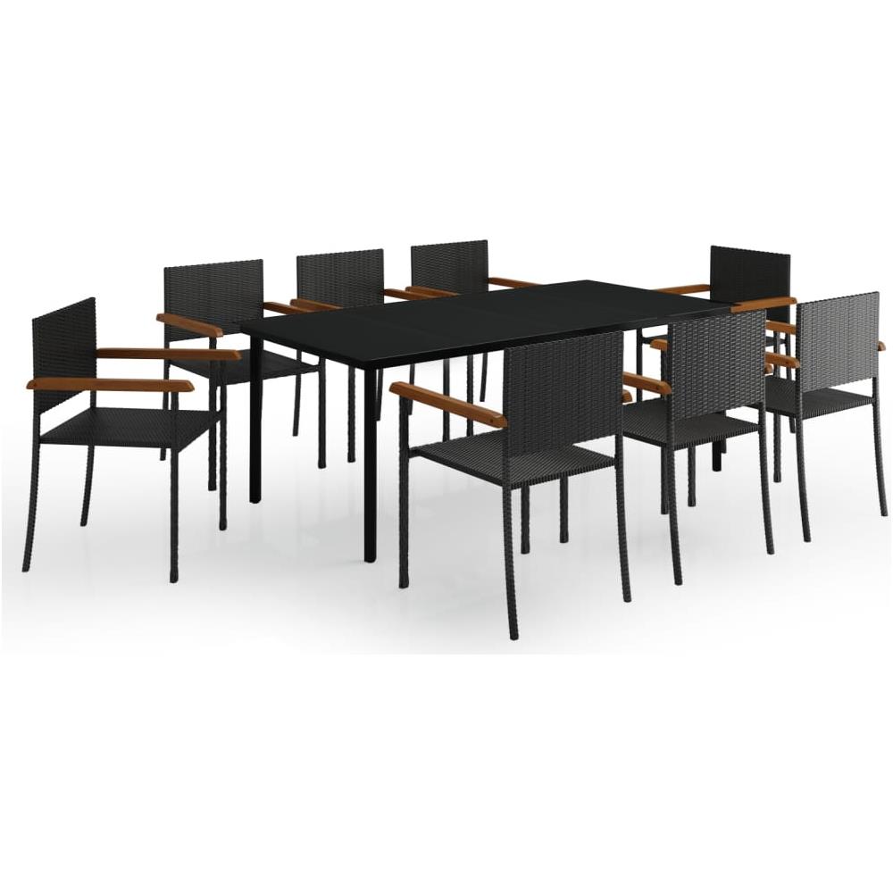 Set Da Pranzo Da Giardino 9 Pz Nero - Foto 2